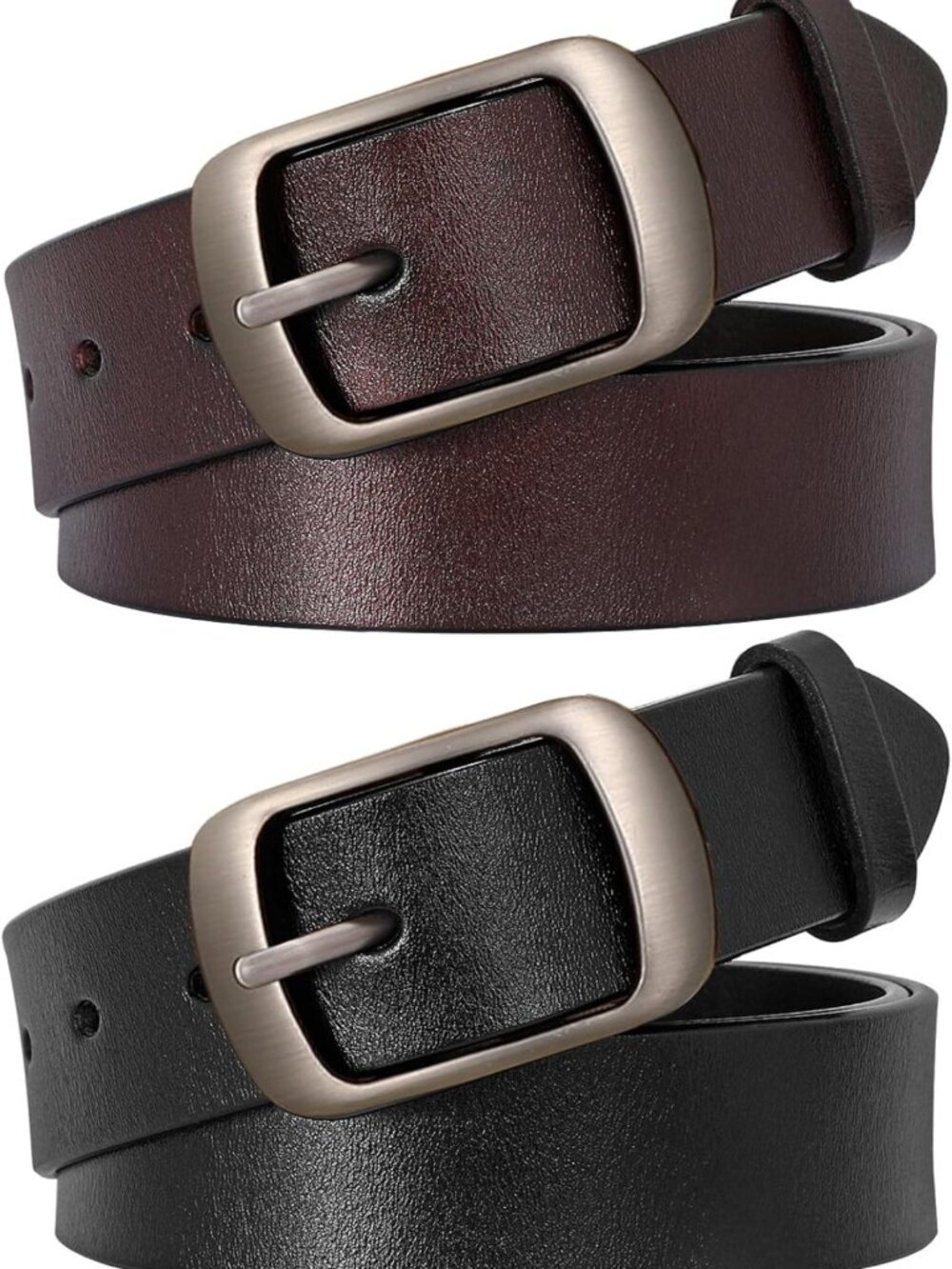 Stylish Women's Leather Waist Belt for Jeans & Dresses - Elegant Buckle, 1.3